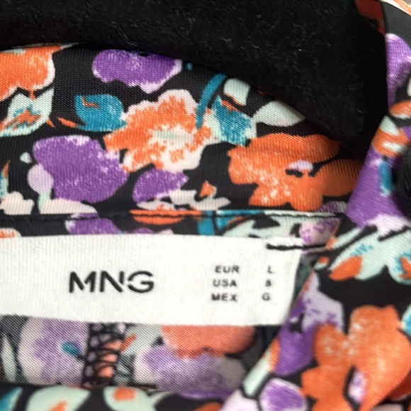 Mango verena floral balloons sleeves multi colored dress side slits size large - Picture 14 of 14